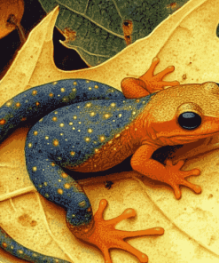 Newt on Green Leaf Diamond Painting