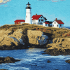 Nubble Lighthouse Scenic View Diamond Painting