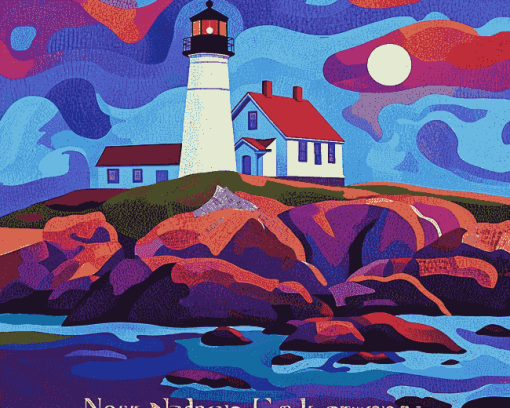 Nubble Lighthouse York Maine Diamond Painting