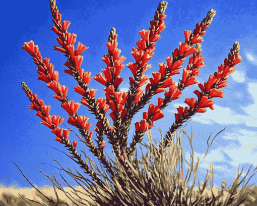 Ocotillo Blossoming Plant Diamond Painting