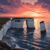 Old Harry Rocks Sunset in Dorset Diamond Painting