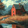 Old Mill Cottage Scene Diamond Painting