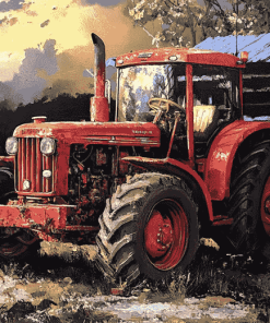 Old Tractor Scene Diamond Painting