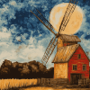 Old Windmill Landscape Diamond Painting