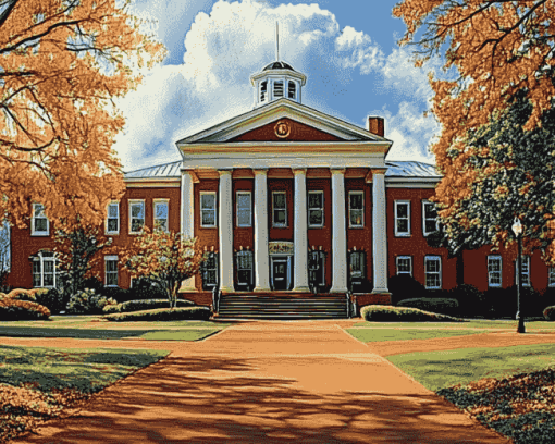 Ole Miss University Building Diamond Painting