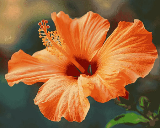 Orange Blossom Hibiscus Diamond Painting