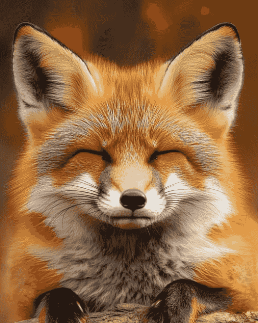 Orange Fox Cubs Diamond Painting