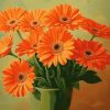 Orange Gerberas Blossoms Diamond Painting