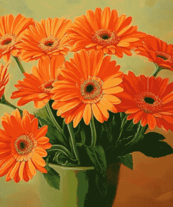 Orange Gerberas Blossoms Diamond Painting