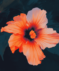 Orange Hibiscus Blossoms Diamond Painting