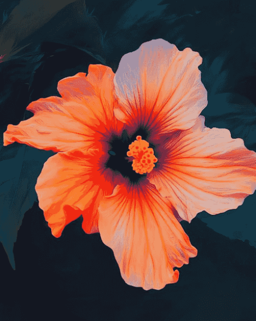 Orange Hibiscus Blossoms Diamond Painting