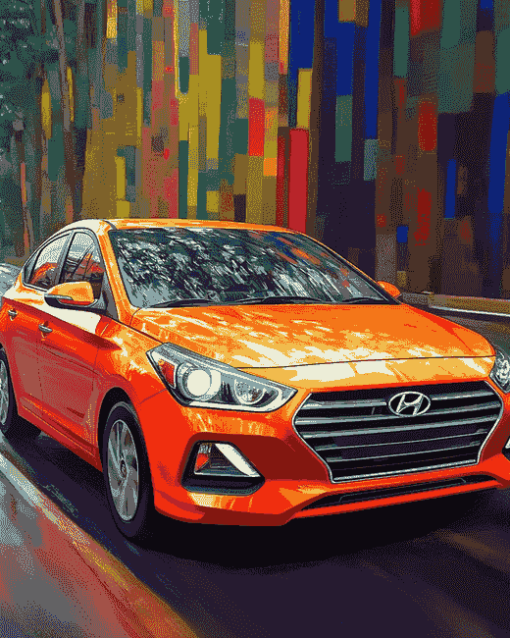 Orange Hyundai Engine Diamond Painting