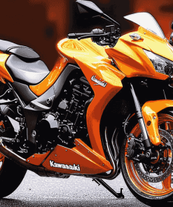 Orange Kawasaki Bike Diamond Painting