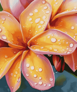 Orange Plumeria Blossoms Diamond Painting