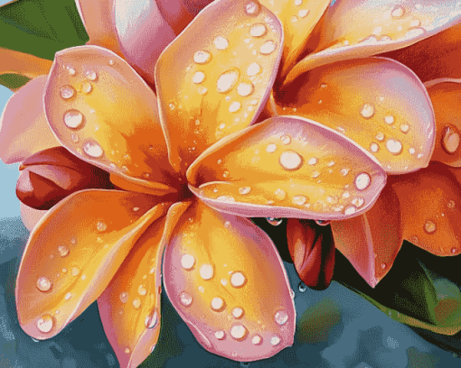 Orange Plumeria Blossoms Diamond Painting