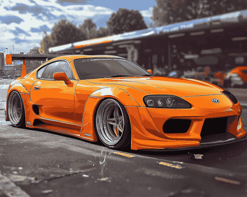 Orange Toyota Supra Mk4 Legend Diamond Painting