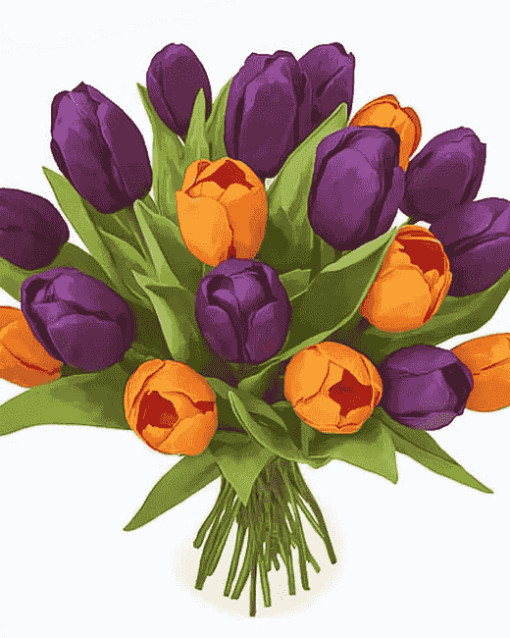 Orange and Purple Tulips Bouquet Diamond Painting