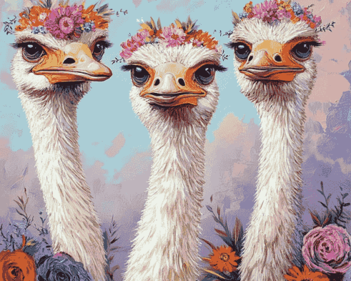 Ostrich Trio Bird Diamond Painting