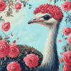 Ostrich and Flora Diamond Painting