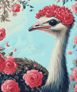 Ostrich and Flora Diamond Painting