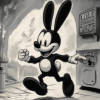 Oswald The Lucky Rabbit Monochrome Diamond Painting