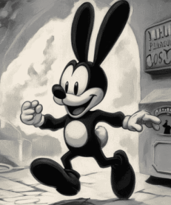 Oswald The Lucky Rabbit Monochrome Diamond Painting