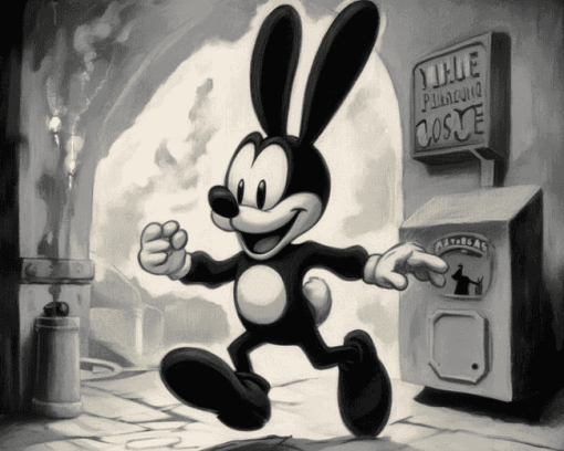 Oswald The Lucky Rabbit Monochrome Diamond Painting