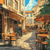 Outdoor Cafe Streets Diamond Painting