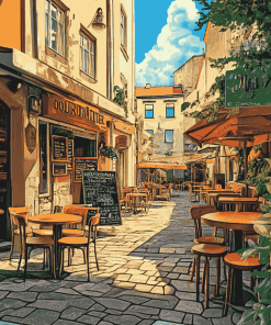 Outdoor Cafe Streets Diamond Painting