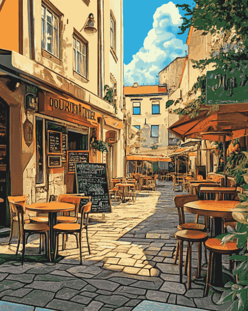 Outdoor Cafe Streets Diamond Painting