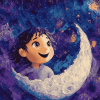 Over The Moon Cartoon Diamond Painting