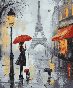 Paris Romance in the Rain Diamond Painting