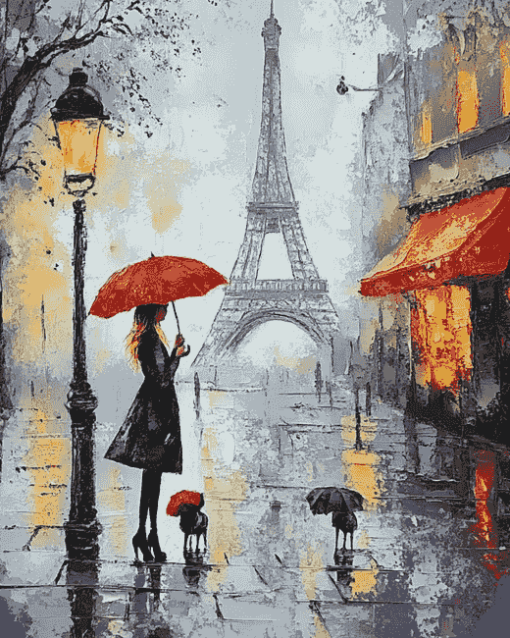 Paris Romance in the Rain Diamond Painting