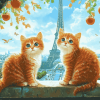 Parisian Orange Cats Diamond Painting