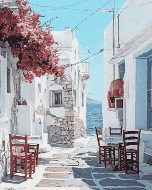 Paros Island Alleys Diamond Painting