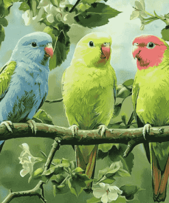 Parrotlet Birds on Tree Branch Diamond Painting