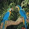 Parrots in Tropical Green Diamond Painting