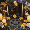 Pentacle with Flowers on Wiccan Altar Diamond Painting