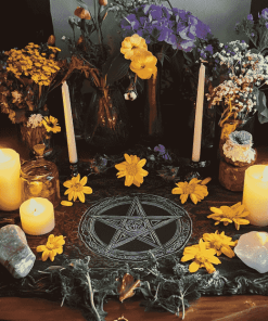 Pentacle with Flowers on Wiccan Altar Diamond Painting