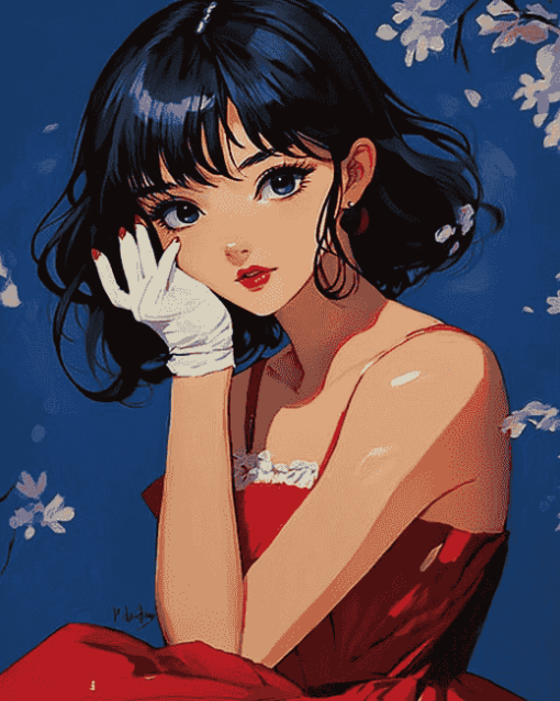 Perfect Blue Anime Girl Diamond Painting