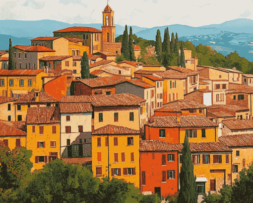 Perugia Buildings Diamond Painting