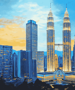 Petronas Twin Towers Cityscape Diamond Painting