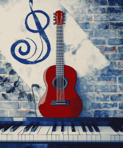 Piano and Guitar Harmony Diamond Painting