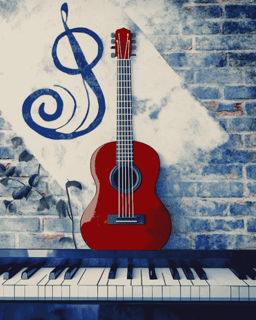 Piano and Guitar Harmony Diamond Painting