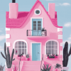 Pink Animated House Diamond Painting