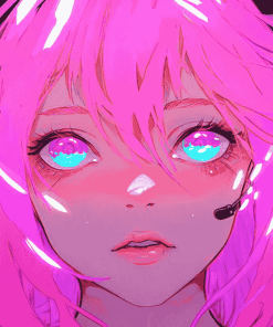 Pink Anime Girl Cartoon Diamond Painting