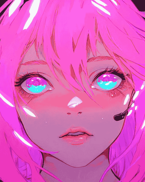 Pink Anime Girl Cartoon Diamond Painting