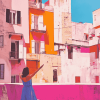 Pink Building Travel Adventure Diamond Painting