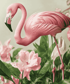 Pink Flamingo Blossoms Diamond Painting