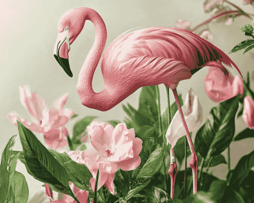 Pink Flamingo Blossoms Diamond Painting